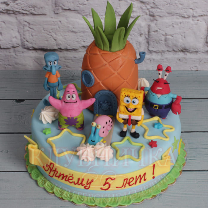 Детский торт на 5 лет "Спанч Боб и друзья"